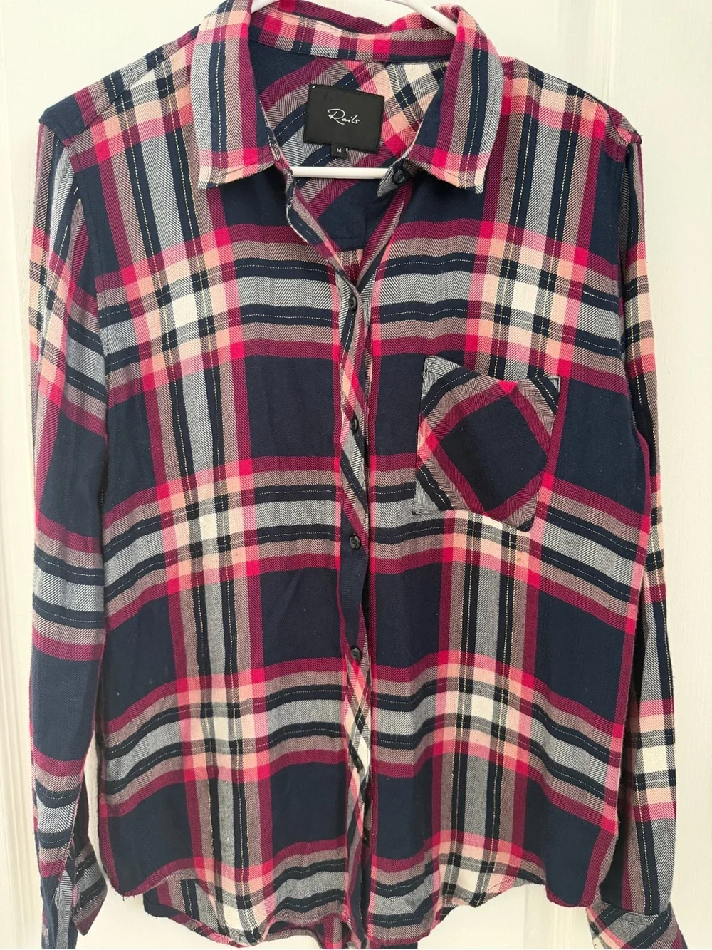 Rails Hunter Flannel Pink Fuchsia Button Down Shirt Size M